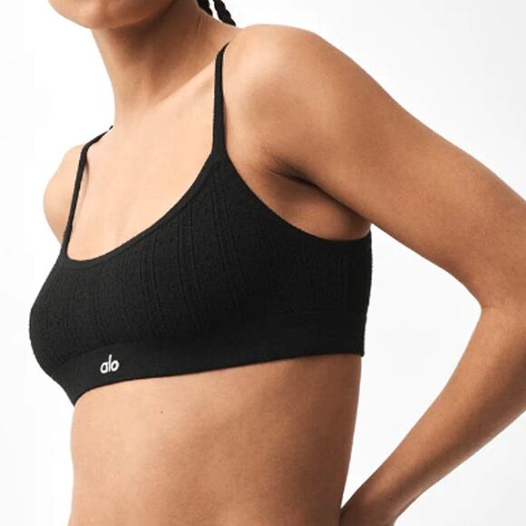 ALO Yoga Other - Alo Yoga Black Pointelle Sweater Be Mine Bra Size L